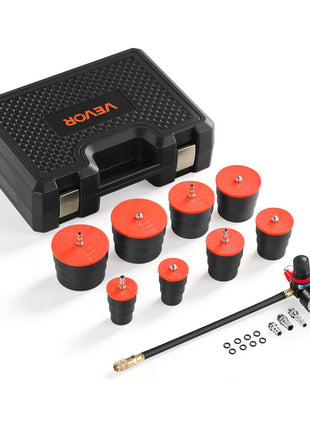 Turbo Boost Leak Tester Kit, 0-80 PSI Valve Gauge Range, Turbo System Leakage Tester Set with 4 Pairs of Stepped Adapters 1-3/8" to 3-1/2" & Air Fittings for Intercooler and Intake Piping Test