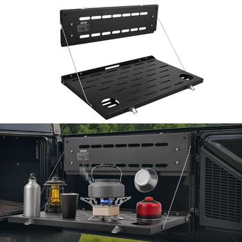 Tailgate Table for 2021-2026 Ford Bronco 4 Door Hardtops (Exclude Bronco Sport), Foldable Molle Panel Drop Down Table, Rear Door Cargo Storage Rack Shelf Luggage Holder Carrier