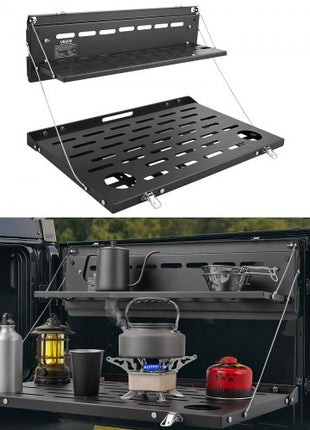 Tailgate Table for 2021-2026 Ford Bronco 4 Door Hardtops (Exclude Bronco Sport), Foldable Molle Panel Drop Down Table, Rear Door Cargo Storage Rack Shelf Luggage Holder Carrier