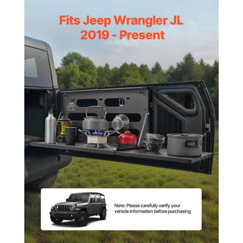Tailgate Table for Jeep Wrangler JL 2019 - Present , Carbon Steel Foldable Molle Panel Drop Down Table, Rear Door Cargo Storage Rack Shelf Luggage Holder Carrier Camping Accessories