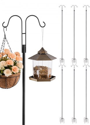 Double Shepherds Hooks for Outdoor, 8 Pack 108 Inch Heavy Duty Bird Feeder Pole, 3/4 Inch Thick Garden Hooks for Hanging Hummingbird Feeder, Plant Baskets, Solar Light Lanterns,Wind Chimes