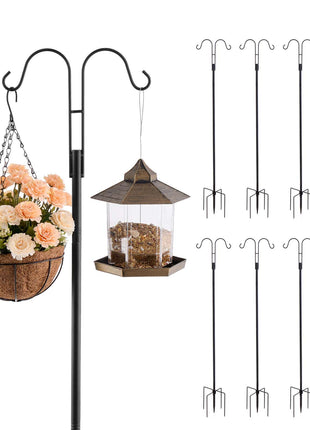 Double Shepherds Hooks for Outdoor, 8 Pack 60 Inch Heavy Duty Bird Feeder Pole, 3/4 Inch Thick Garden Hooks for Hanging Hummingbird Feeder, Plant Baskets, Solar Light Lanterns,Wind Chimes