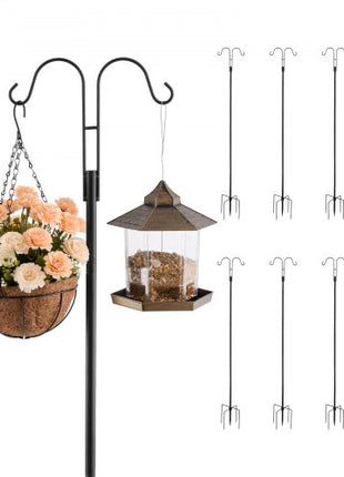 Double Shepherds Hooks for Outdoor, 8 Pack 76 Inch Heavy Duty Bird Feeder Pole, 3/4 Inch Thick Garden Hooks for Hanging Hummingbird Feeder, Plant Baskets, Solar Light Lanterns,Wind Chimes