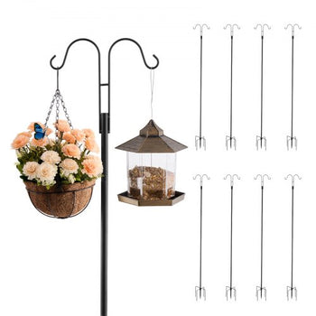 Double Shepherds Hooks for Outdoor, 8 Pack 92 Inch Heavy Duty Bird Feeder Pole, 3/4 Inch Thick Garden Hooks for Hanging Hummingbird Feeder, Plant Baskets, Solar Light Lanterns,Wind Chimes