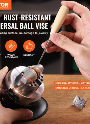 Ball Vise, 3" Engraving Setting Tool, 360° Rotation Engraving Block Vise, 30 PCS Attachment Jewelry Engraving Block Tools Standard Block for Gemstone Inlay and Small-Scale Engraving