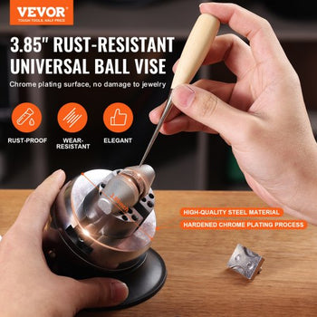 Ball Vise, 3" Engraving Setting Tool, 360° Rotation Engraving Block Vise, 30 PCS Attachment Jewelry Engraving Block Tools Standard Block for Gemstone Inlay and Small-Scale Engraving