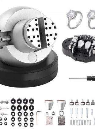 Ball Vise, 5" Engraving Setting Tool, 360° Rotation Engraving Block Vise, 69 PCS Attachment Jewelry Engraving Block Tools Standard Block for Gemstone Inlay and Small-Scale Engraving