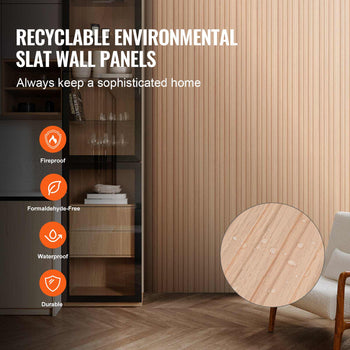 Wood Slat Acoustic Panels 8 PCS 96 x 6 inch WPC for Modern Wall Ash Wood