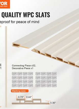 Wood Slat Acoustic Panels 8 PCS 96 x 6 inch for Modern Wall Matte White