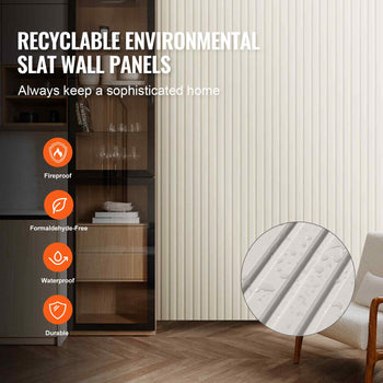 Wood Slat Acoustic Panels 8 PCS 96 x 6 inch for Modern Wall Matte White