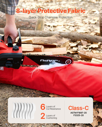 Apron Style Chainsaw Chaps, Class C, 8 Layers Chainsaw Pants with Adjustable Belt & Gear Pocket,  Chain Saw Chaps for Men/Women, Chainsaw Safety Equipment for Loggers Forest Workers, Large