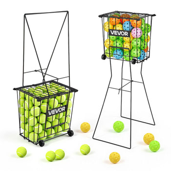Tennis Ball Hopper, Holds 75 Tennis Balls, Pickleball Basket Cart with Wheels for Easy Pick Up, Portable Pickleball Caddy with Heavy-Duty Construction, Handle, for Training Carrying Storage