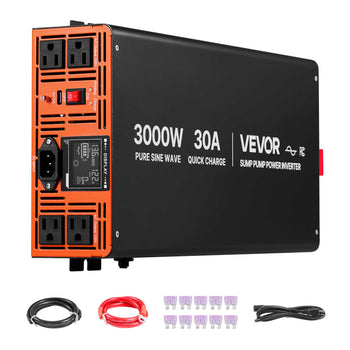 3000W Sump Pump Battery Backup System, LCD Display, Auto Switches to Battery Inverter Power for Sump Pump, Pure Sine Wave, for Basement Protection Emergency Power Outage, Batteries Not Included