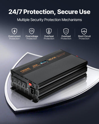 Sump Pump Battery Backup System, 1500W, Auto Switches to Battery Inverter for Continuous Sump Pump Operation, Pure Sine Wave, LCD Display, for Basement Protection Emergency and Power Outage