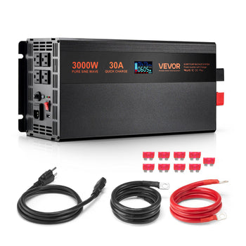 Sump Pump Battery Backup System, 3000W, Auto Switches to Battery Inverter for Continuous Sump Pump Operation, Pure Sine Wave, LCD Display, for Basement Protection Emergency and Power Outage