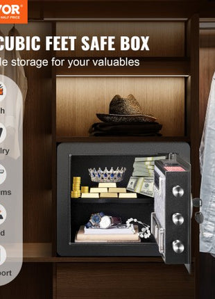 Safe, 1.2 Cubic Feet Home Safe, Steel Security Safe with Digital Keypad and 2 Keys, Cabinet Safe with Fire-proof Bag, Protect Cash, Gold, Jewelry, Documents for Home, Hotel, 15.8x11.8x13.8 inche