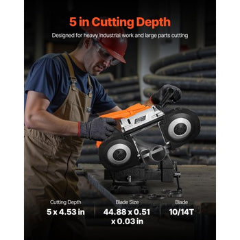 20V Portable Band Saw, 5 Inches Deep Cut, 360W Bandsaw with Brushless Motor, Cordless and Compact Portaband, Hang Hooks, 0-120 m/min Variable Speed, for Cutting Metal, Wood (Bare Tool Only)