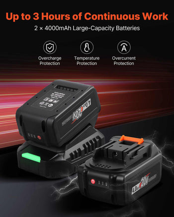 Cordless Impact Wrench, 958.8 ft-lbs / 1300 N·m High Torque, 1/2 inch, 20V Electric Impact Wrench with Brushless Motor, 2 x 4Ah Batteries, Charger, 5 Sockets and Belt Clip, for Car Tire Truck