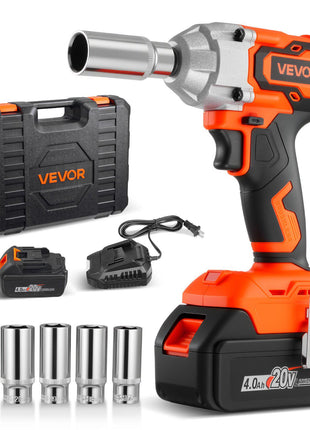 Cordless Impact Wrench, 280 ft-lbs / 380 N·m High Torque, 3/8 inch, 20V Electric Impact Wrench with Brushless Motor, 4Ah Battery, Charger, 5 Sockets and Belt Clip, for Car Tire Truck DIY