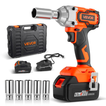 Cordless Impact Wrench, 280 ft-lbs / 380 N·m High Torque, 3/8 inch, 20V Electric Impact Wrench with Brushless Motor, 4Ah Battery, Charger, 5 Sockets and Belt Clip, for Car Tire Truck DIY