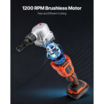 Cordless Metal Nibbler, with 18 V 2000 mAh Battery, 1200 RPM Brushless Motor, Electric Nibbler Metal Cutter with Plastic Carrying Case for Cutting Stainless Steel, Aluminum, and Copper Sheet