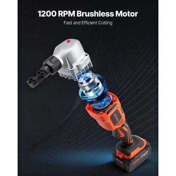 Cordless Metal Nibbler, with 18 V 4000 mAh Battery, 1200 RPM Brushless Motor, Electric Nibbler Metal Cutter with Plastic Carrying Case for Cutting Stainless Steel, Aluminum, and Copper Sheet