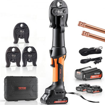 Press Tool, 18V Electric Pipe Crimping Tool for 1/2", 3/4", 1" Copper Pipes, 24KN Press Tool Kit Compatible with ProPress - with 3 Press Jaws, 2pcs 18V 2AH Battery, Fast Charger & Carrying Case