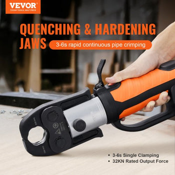 Press Tool, 18V Electric Pipe Crimping Tool for 1/2" to 2" Copper Pipes, 32KN Press Tool Kit Compatible with ProPress - with 6 VUS Press Jaws, 2pcs 4AH Battery, Fast Charger & Carrying Case