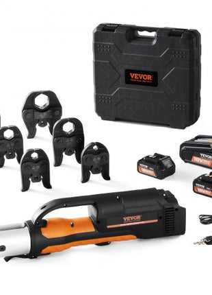 Press Tool, 18V Electric Pipe Crimping Tool for 1/2" to 2" Copper Pipes, 32KN Press Tool Kit Compatible with ProPress - with 6 VUS Press Jaws, 2pcs 4AH Battery, Fast Charger & Carrying Case