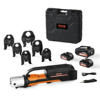 Press Tool, 18V Electric Pipe Crimping Tool for 1/2" to 2" Copper Pipes, 32KN Press Tool Kit Compatible with ProPress - with 6 VUS Press Jaws, 2pcs 4AH Battery, Fast Charger & Carrying Case