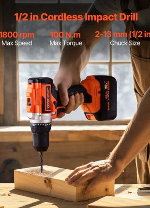 Tool Combo Kit, 20V Max Cordless 2-Tool Combo Kit, with 1/2 in Impact Drill, 1/4 in Impact Driver, Compact Cordless Power Tool Combo Kit with 4.0 Ah Batteries, Screws, Charger, and Cloth Bag