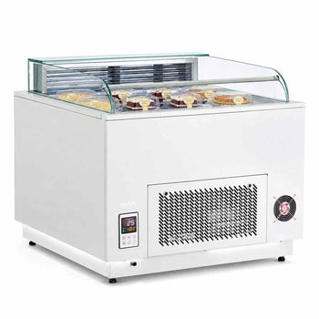 Open Air Merchandiser, 3.1 cu. ft. Shelving Commercial Refrigerator, Grab and Go Fan Cooling Display Cooler, with LED Lighting, Night Curtain, Horizontal for Restaurants, Stores, Office
