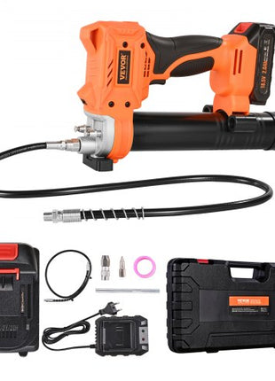 Cordless Grease Gun, 8000 PSI Max Pressure, 20V Electric Grease Gun with 2.0 Ah Battery & LED Light, 35.4-inch Long Hose & Carrying Case, Variable Speed Triggers, Vehicles or Machines Greasing