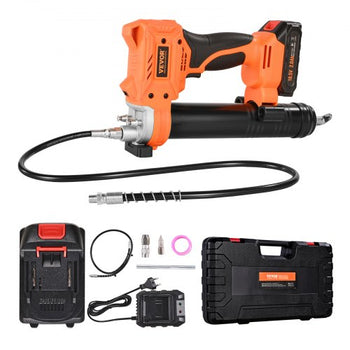 Cordless Grease Gun, 8000 PSI Max Pressure, 20V Electric Grease Gun with 2.0 Ah Battery & LED Light, 35.4-inch Long Hose & Carrying Case, Variable Speed Triggers, Vehicles or Machines Greasing