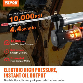 Cordless Grease Gun, 20-Volt, 10,000 PSI, 39" Long Hose, Electric Grease Gun Kit Professional High Pressure Battery Powered Grease Gun with Carrying Case, Two Batteries & Charger Included, Black