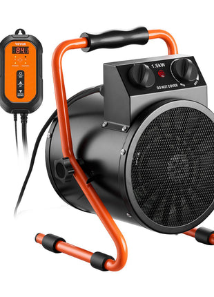 Greenhouse Heater, 1500W Electric Space Heater with Thermostat, Fan & High Heat Modes, 25° Adjustable Angle, IPX4 & Overheat Protection, for Grow Tent, Greenhouse, Flower Room, Home Office