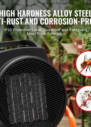 Greenhouse Heater, 1500W PTC Fast Heating with Overheat Protection, 3-Speed Setting Small Grow Tent Heater, Electric Portable Heater Fan for Green House, Flower Room, Workplace