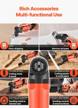 Cordless Oscillating Tool, 20V Oscillating Multi Tool Kit with 6 Variable Speeds 8500 - 17000 OPM, 3.2° Oscillation Angle, 2.0Ah Battery Pack & Charger, 12PCS Saw Accessories & LED Work Light