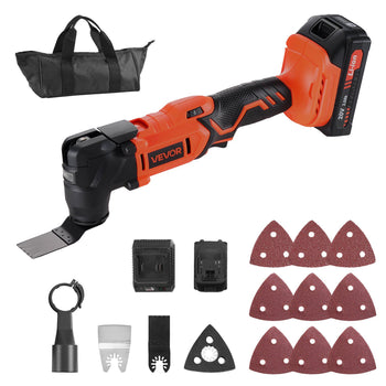 Cordless Oscillating Tool, 20V Oscillating Multi Tool Kit with 6 Variable Speeds 8500 - 17000 OPM, 3.2° Oscillation Angle, 2.0Ah Battery Pack & Charger, 12PCS Saw Accessories & LED Work Light