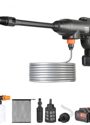 Cordless Pressure Washer, 580-PSI 1.1 GPM Portable Power Cleaner, Handheld High-Pressure Car Washer Gun with 4.0Ah Battery, Charger, 6-in-1 Nozzle, for Home/Floor Cleaning & Watering