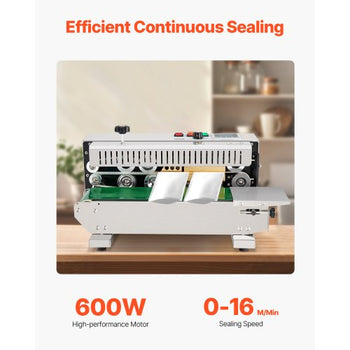 Continuous Bag Band Sealing Machine, 0.24-0.47 in/6-12 mm Seal Width, Horizontal Band Sealer Machine with Digital Temperature Control, Stainless Steel Bag Sealer for 0.02-0.8 mm Plastic Bag Film