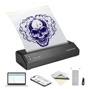 Tattoo Stencil Printer, Wireless Bluetooth Tattoo Printer Transfer Stencil Machine with 10Pcs Transfer Paper, Compatible for iOS?Android Phone, iPad?PC (with Storage Bag)