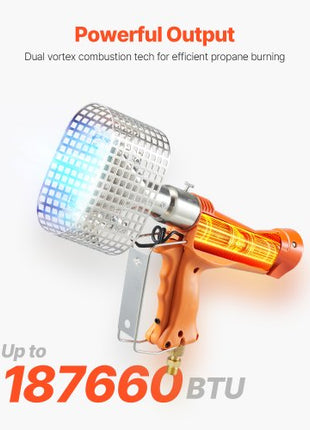 Propane Heat Gun, Up to 187660 BTU Hot Air Gun with Adjustable Regulator, 26 FT Hose, and Hard Carrying Case, Ideal for Boat Plastic Film Shrink Wrapping, Pallet Packaging, Crafting