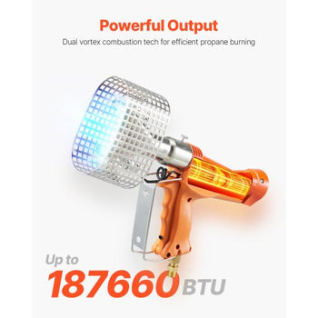 Propane Heat Gun, Up to 187660 BTU Hot Air Gun with Adjustable Regulator, 26 FT Hose, and Hard Carrying Case, Ideal for Boat Plastic Film Shrink Wrapping, Pallet Packaging, Crafting