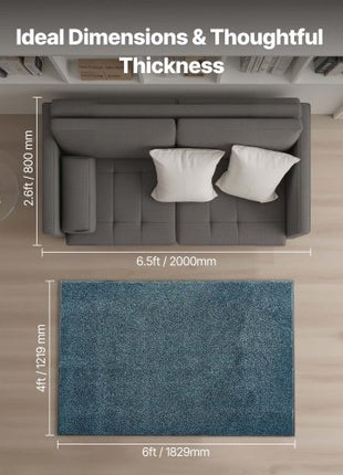 Front Door Mat, 6 x 4 ft Commercial Floor Mat for Indoor and Outdoor, Industrial Entrance Carpet with PVC Backing, Heavy Duty Washable Entry Rug for Hallway, Kitchen, Balcony, Garage, Slate Blue