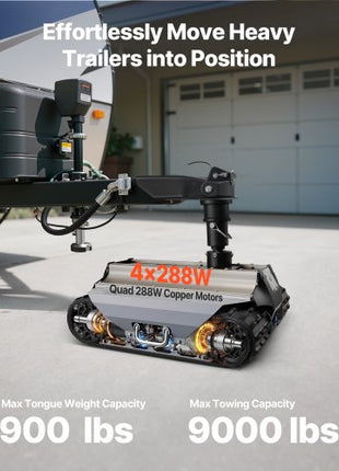 Electric Trailer Mover, 9000 lbs Max Towing Capacity, Remote-Controlled Trailer Mover with 328 ft Wireless Range, Motorised Camper Trolley Kit Fits for Camper RV Caravan Boat Trailer Jack