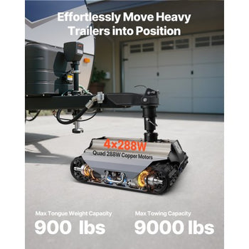 Electric Trailer Mover, 9000 lbs Max Towing Capacity, Remote-Controlled Trailer Mover with 328 ft Wireless Range, Motorised Camper Trolley Kit Fits for Camper RV Caravan Boat Trailer Jack