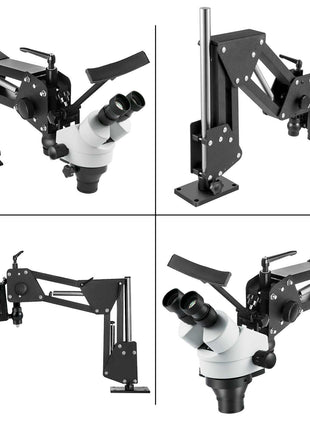 Micro Inlaid Mirror Multi-Directional Microscope with Spring Bracket Multi-Directional Micro-Setting Microscope Microscope Gem Diamond Setting Machine with Stand Jewelry Tools 7X-45X