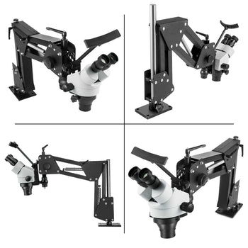 Micro Inlaid Mirror Multi-Directional Microscope with Spring Bracket Multi-Directional Micro-Setting Microscope Microscope Gem Diamond Setting Machine with Stand Jewelry Tools 7X-45X
