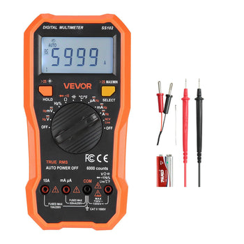 Digital Multimeter, 6000-Count TRMS DC/AC Voltmeter Current Tester, Professional NCV Multimeter for Current Voltage Resistance Capacitance Duty-Cycle Tempetature Diodes Continuity Live Wire Test
